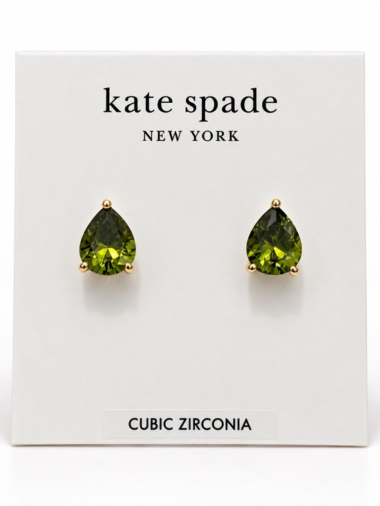 kate spade Jewelry - kate spade Green Teardrop Cubic Zirconia Gold‑Tone Stud Earrings